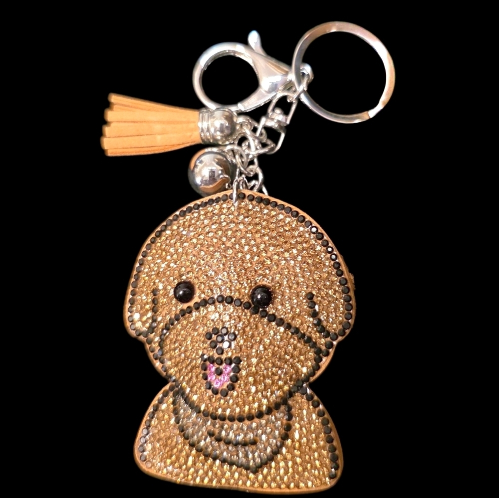Sparkly Puppy Dog Rhinestone Keychain – Cute Bling Bag Charm